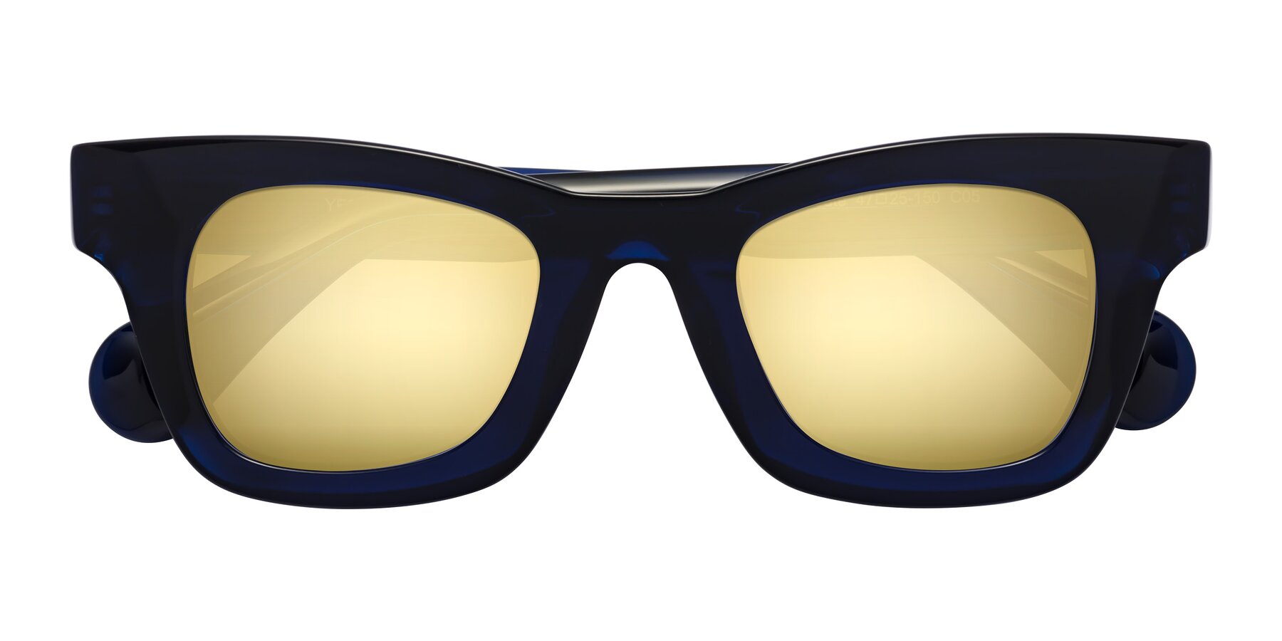 Folded Front of Route in Dark Navy with Gold Mirrored Lenses