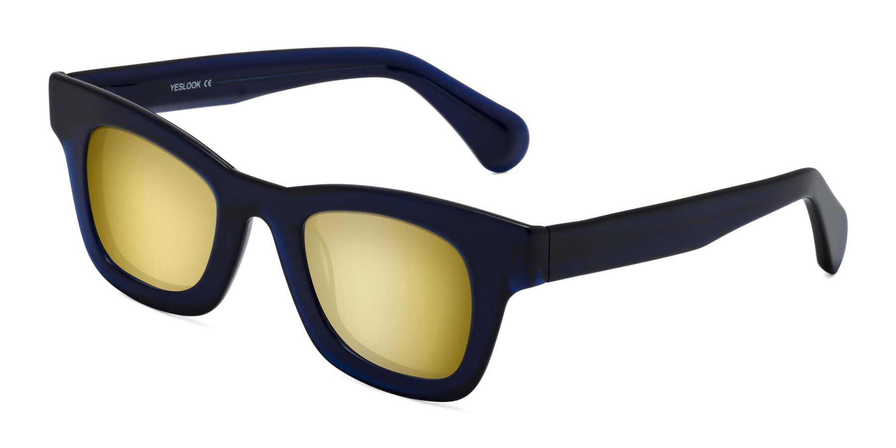 Angle of Route in Dark Navy with Gold Mirrored Lenses