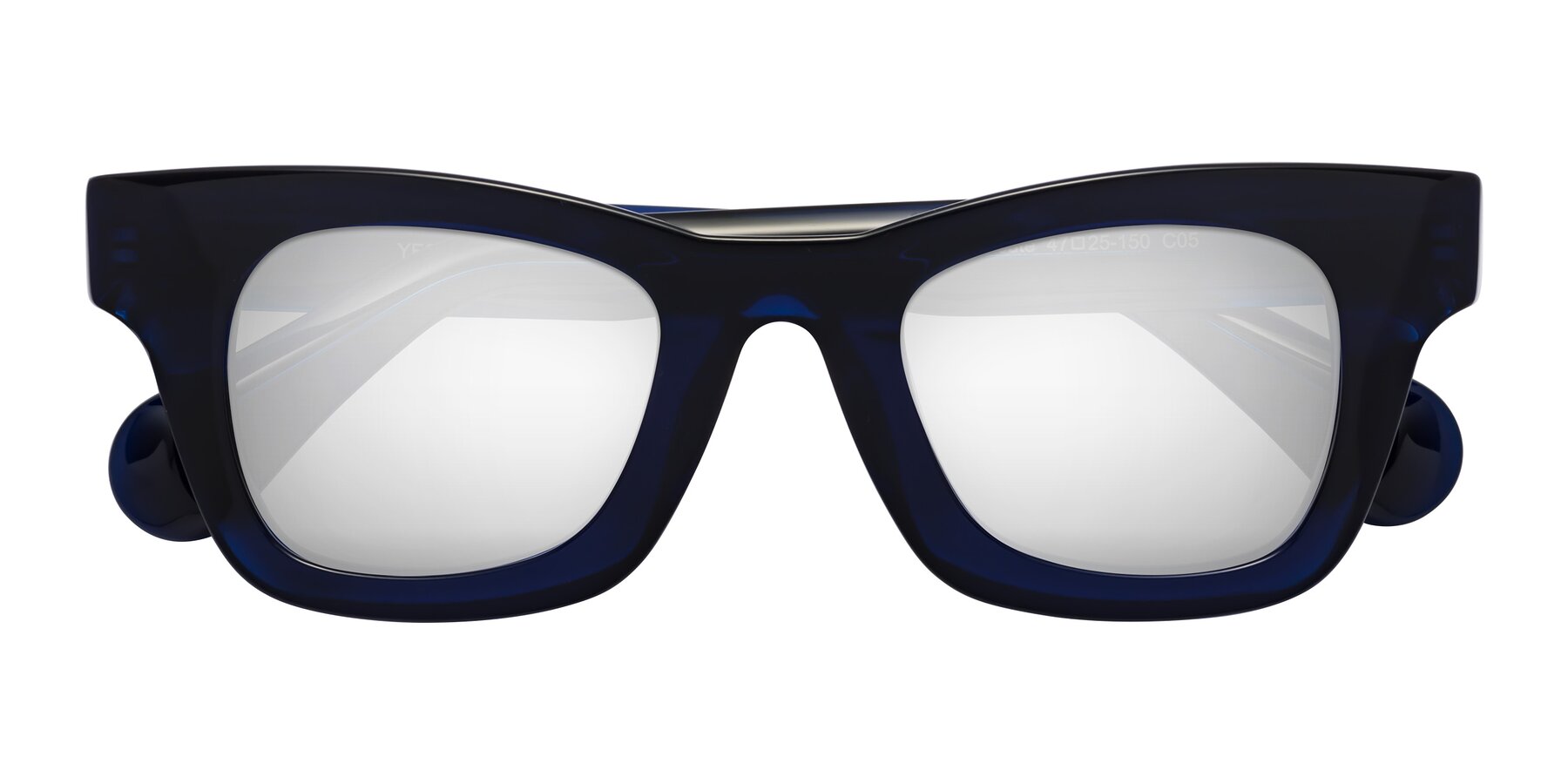Folded Front of Route in Dark Navy with Silver Mirrored Lenses