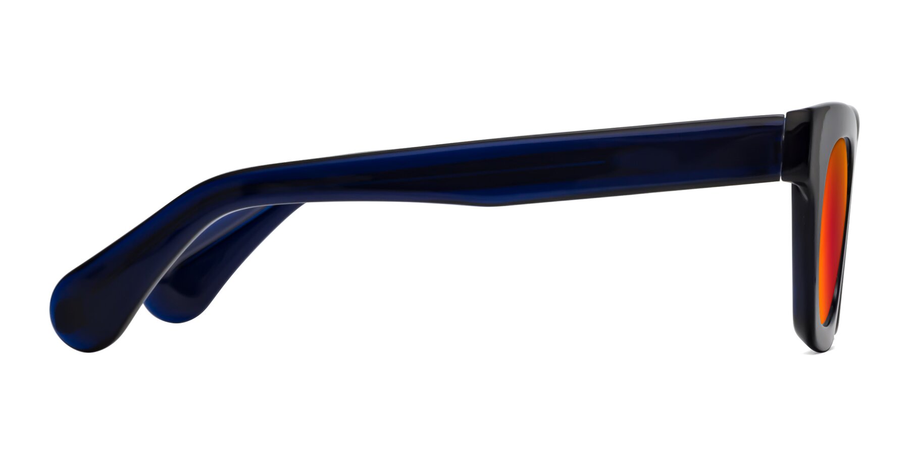 Side of Route in Dark Navy with Red Gold Mirrored Lenses