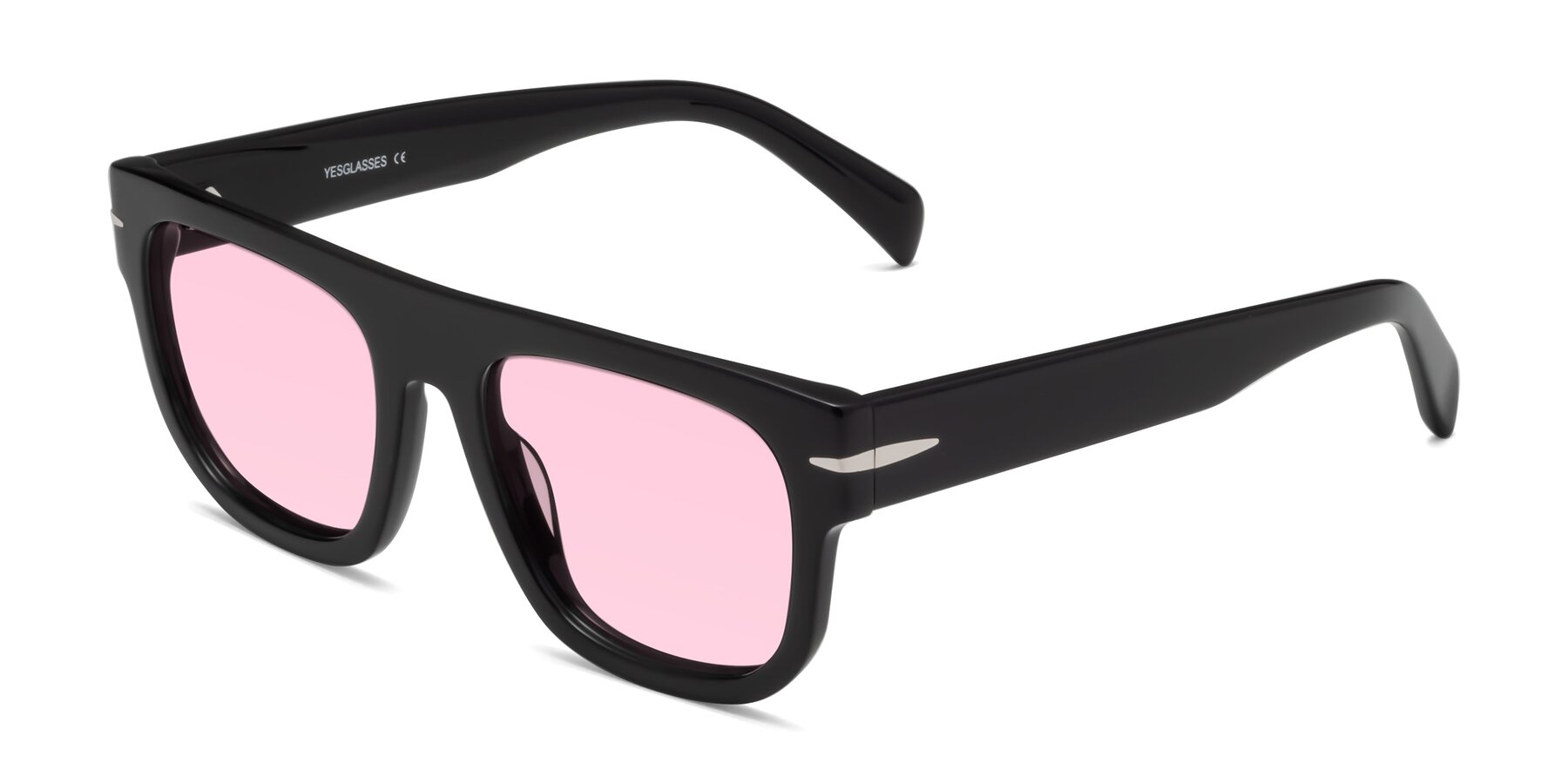 Angle of Campbell in Black with Light Pink Tinted Lenses