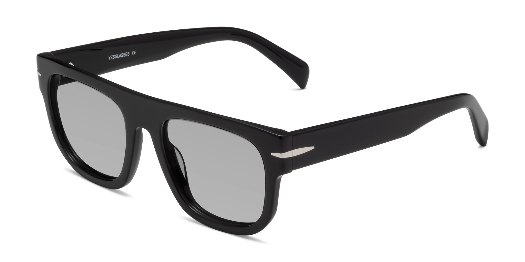 Angle of Campbell in Black with Light Gray Tinted Lenses