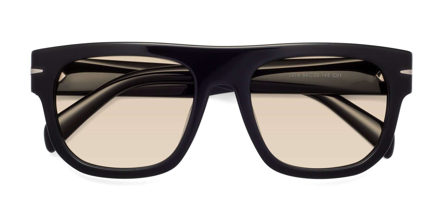 Folded Front of Campbell in Black with Light Brown Tinted Lenses