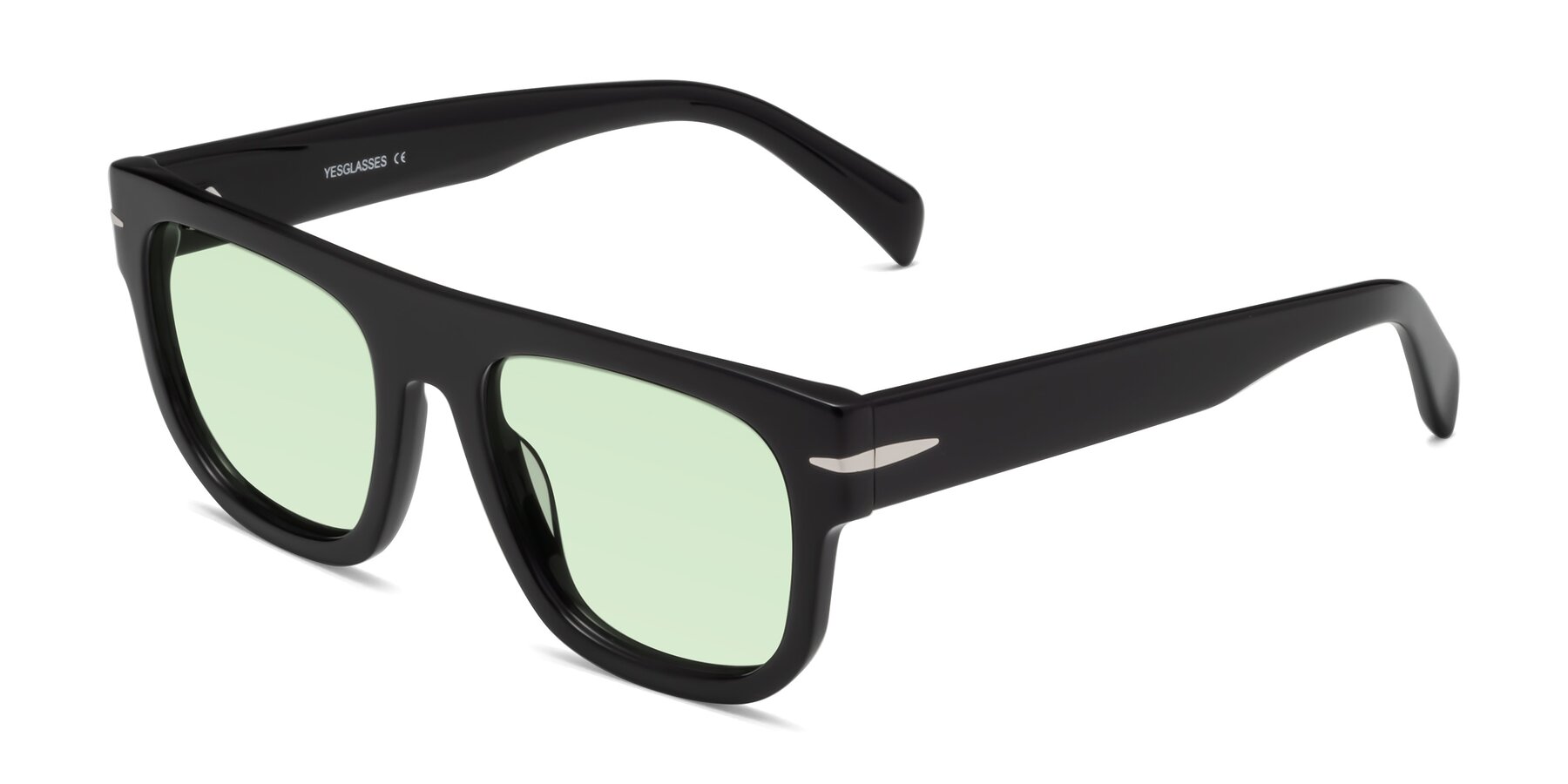 Angle of Campbell in Black with Light Green Tinted Lenses