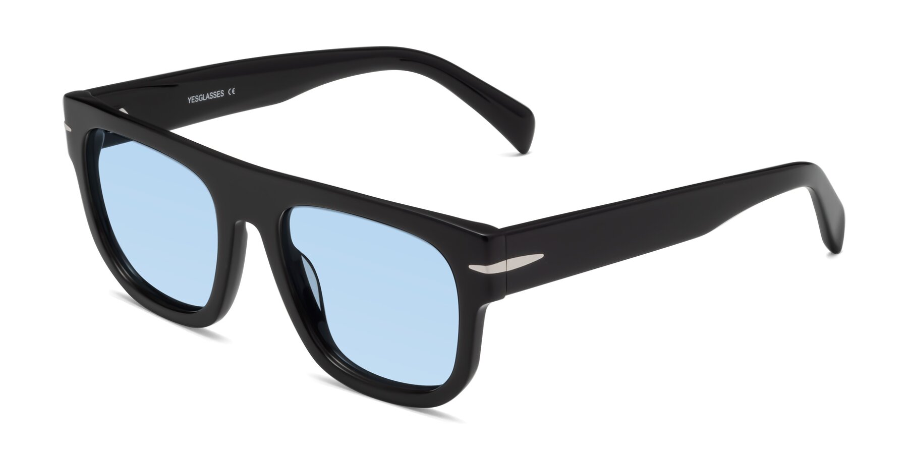 Angle of Campbell in Black with Light Blue Tinted Lenses