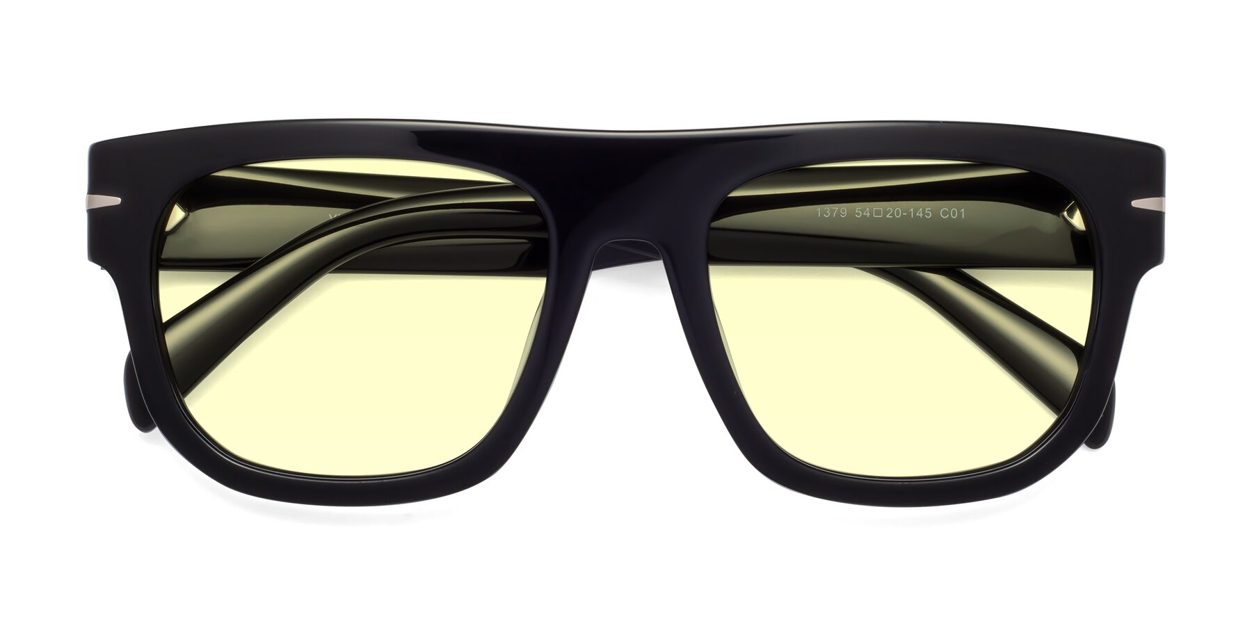 Folded Front of Campbell in Black with Light Yellow Tinted Lenses