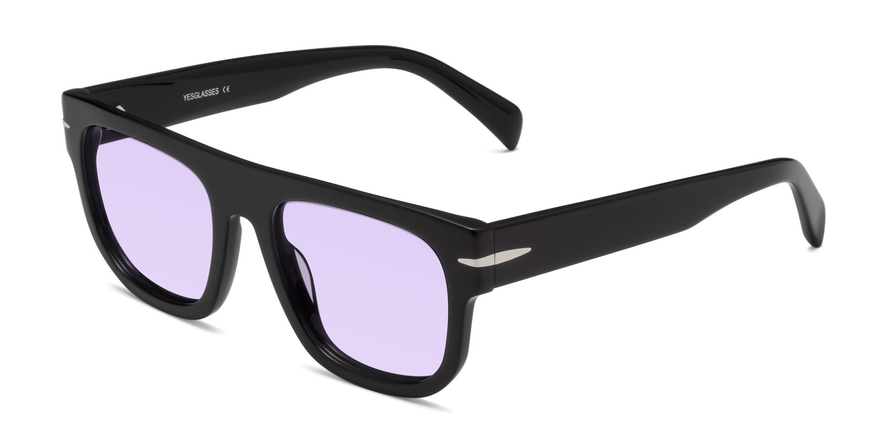 Angle of Campbell in Black with Light Purple Tinted Lenses