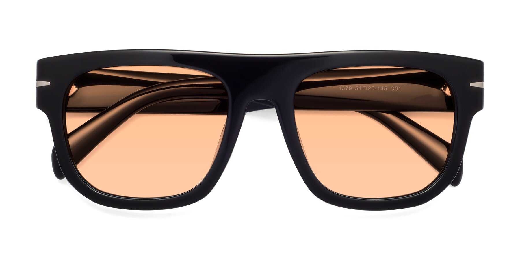 Folded Front of Campbell in Black with Light Orange Tinted Lenses