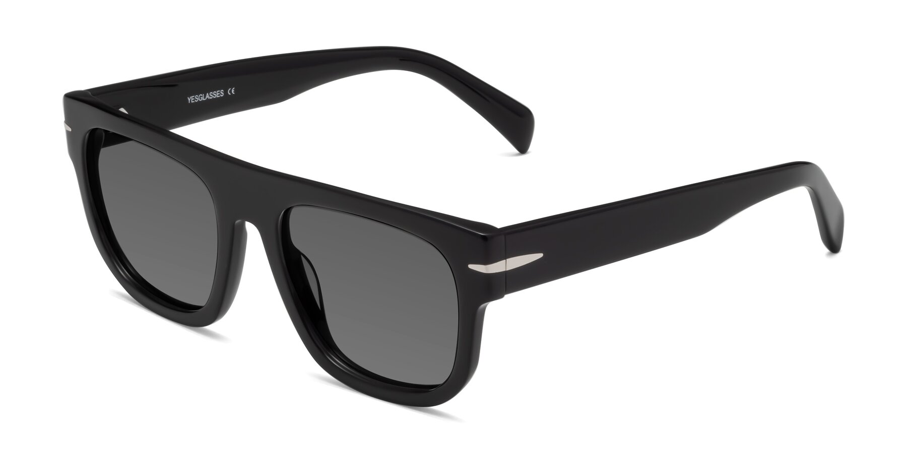 Angle of Campbell in Black with Medium Gray Tinted Lenses