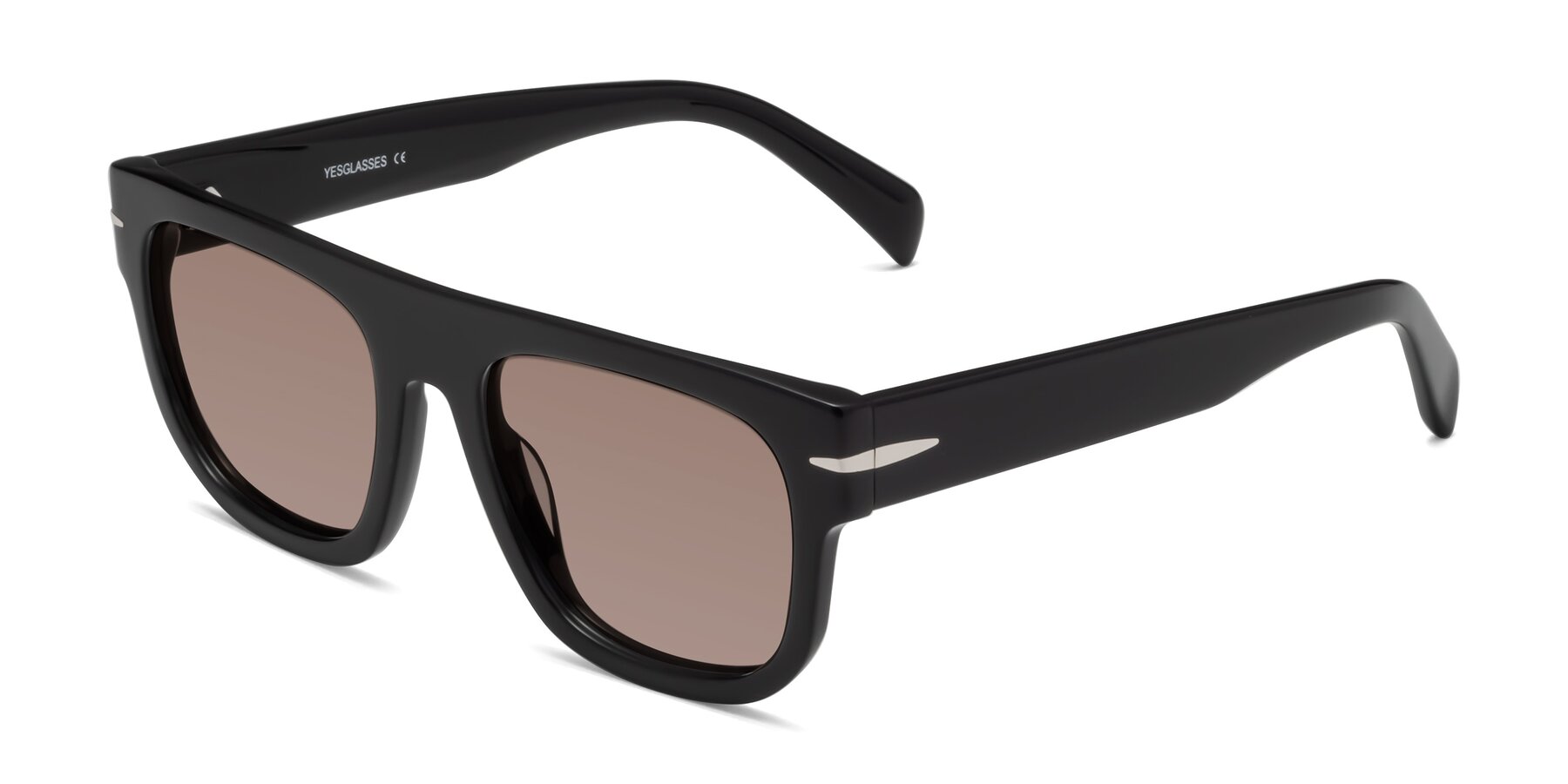 Angle of Campbell in Black with Medium Brown Tinted Lenses