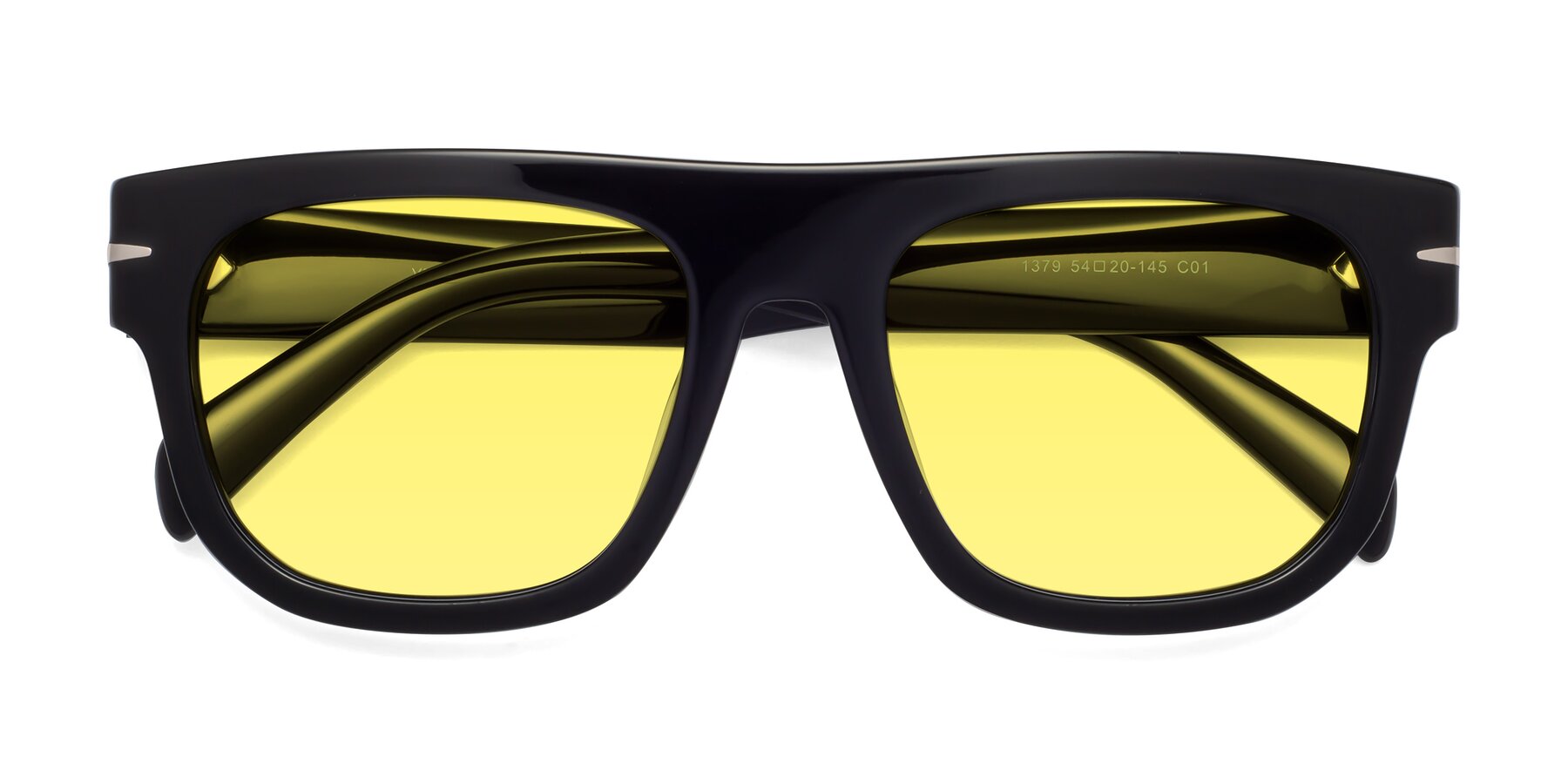 Folded Front of Campbell in Black with Medium Yellow Tinted Lenses