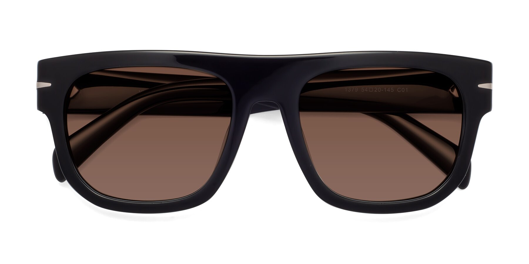 Folded Front of Campbell in Black with Brown Tinted Lenses