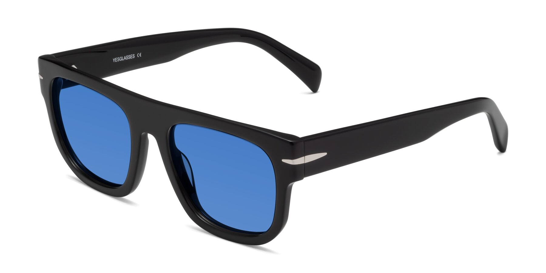 Angle of Campbell in Black with Blue Tinted Lenses
