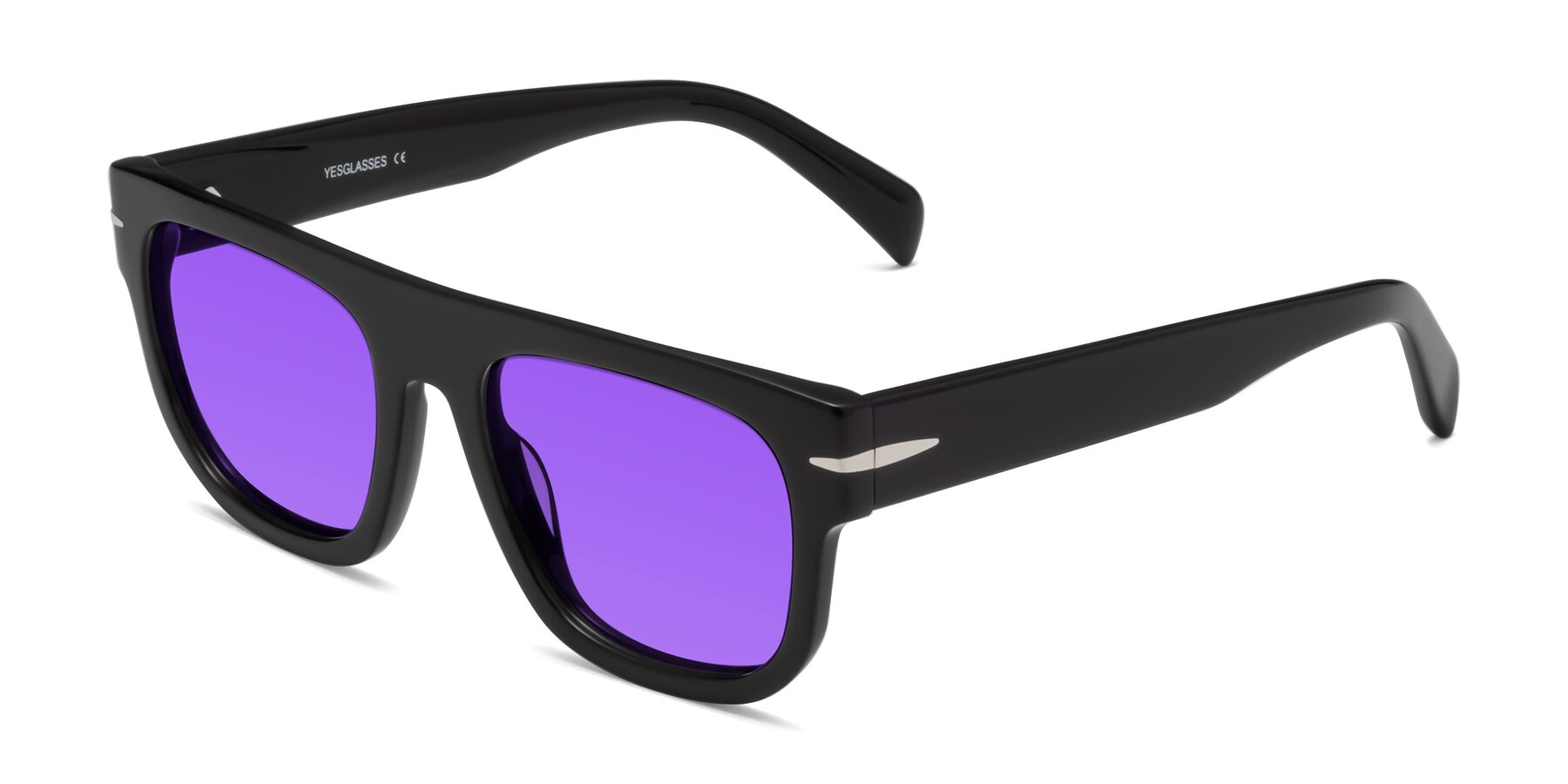 Angle of Campbell in Black with Purple Tinted Lenses