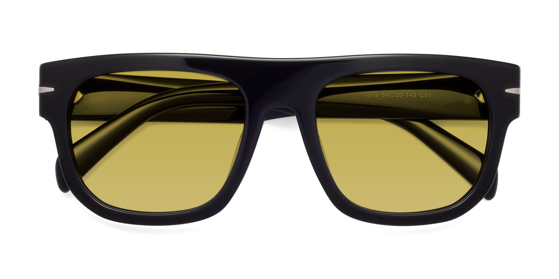 Folded Front of Campbell in Black with Champagne Tinted Lenses