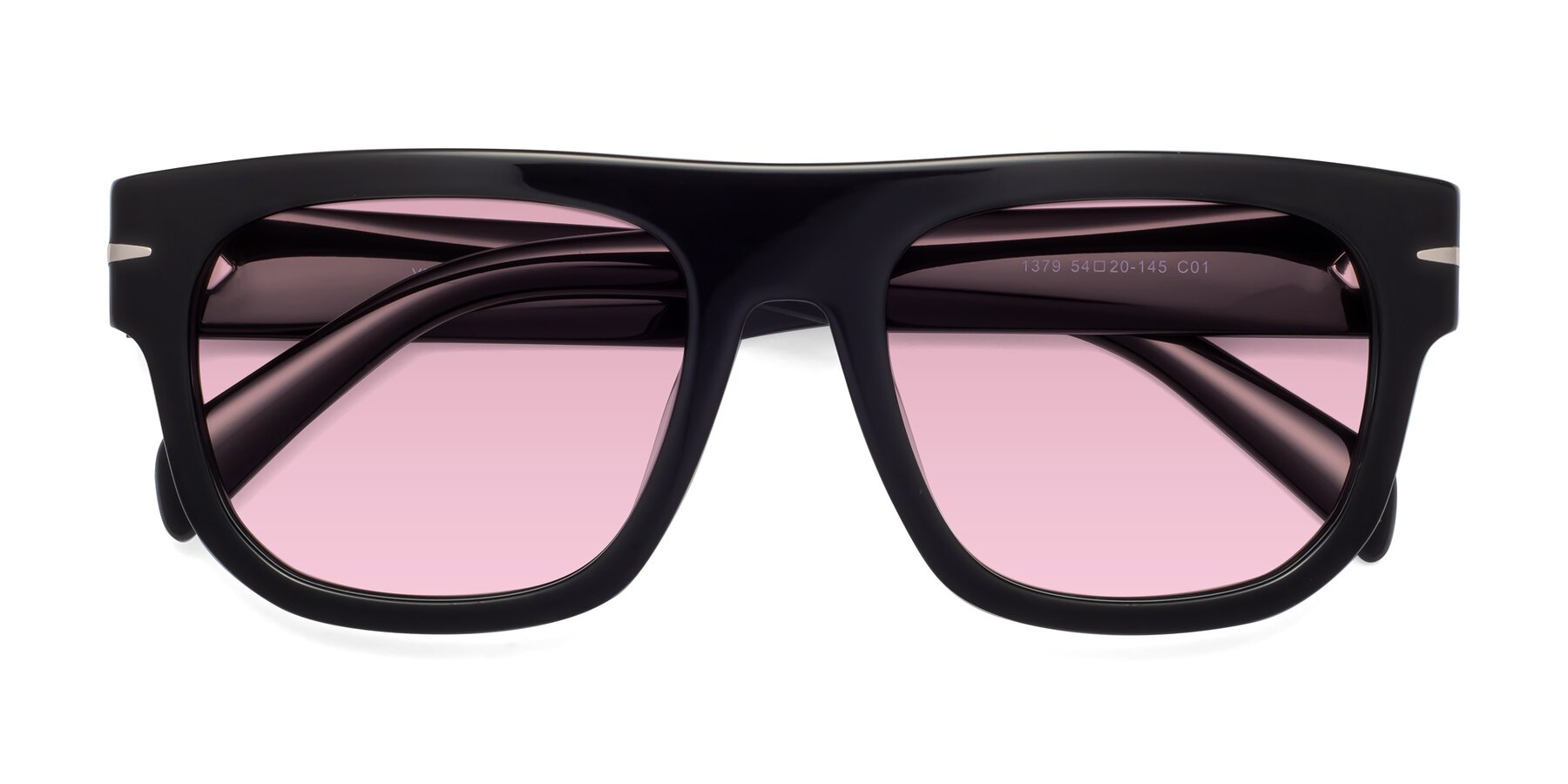 Folded Front of Campbell in Black with Light Wine Tinted Lenses