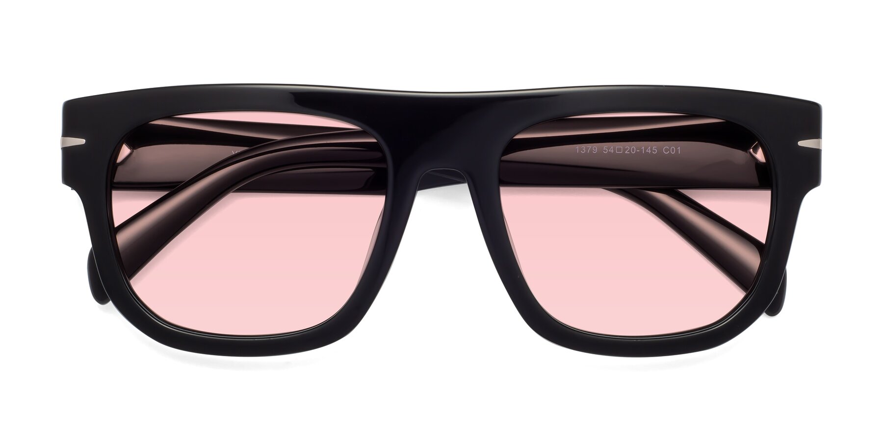 Folded Front of Campbell in Black with Light Garnet Tinted Lenses