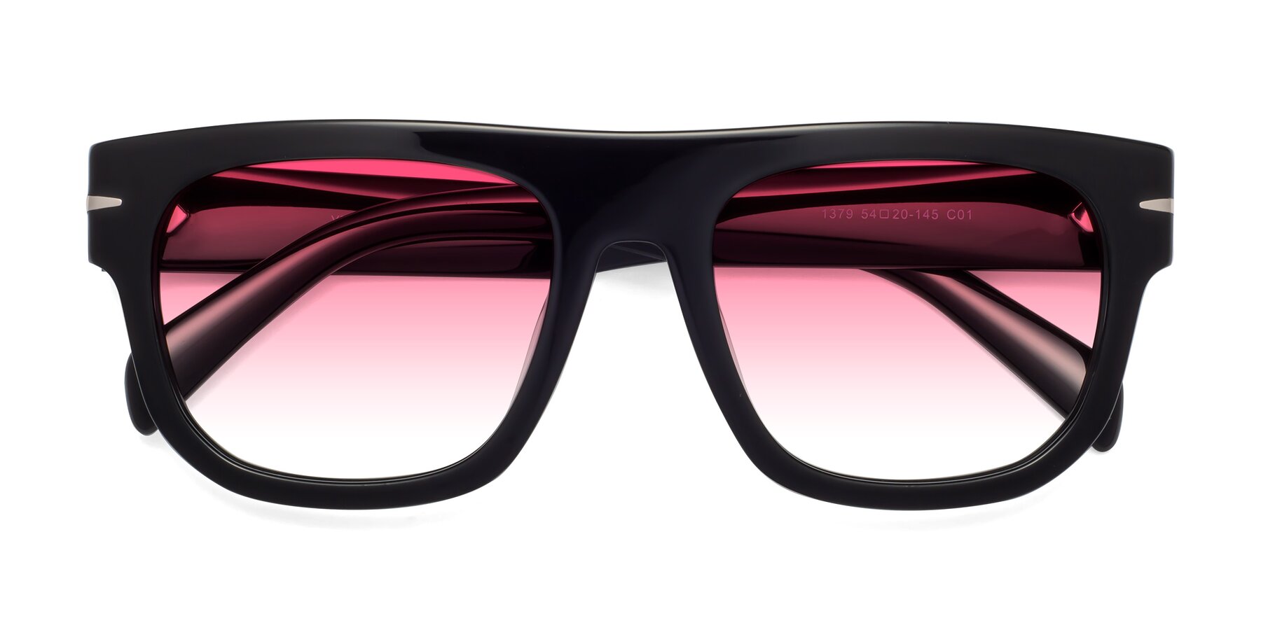 Folded Front of Campbell in Black with Pink Gradient Lenses