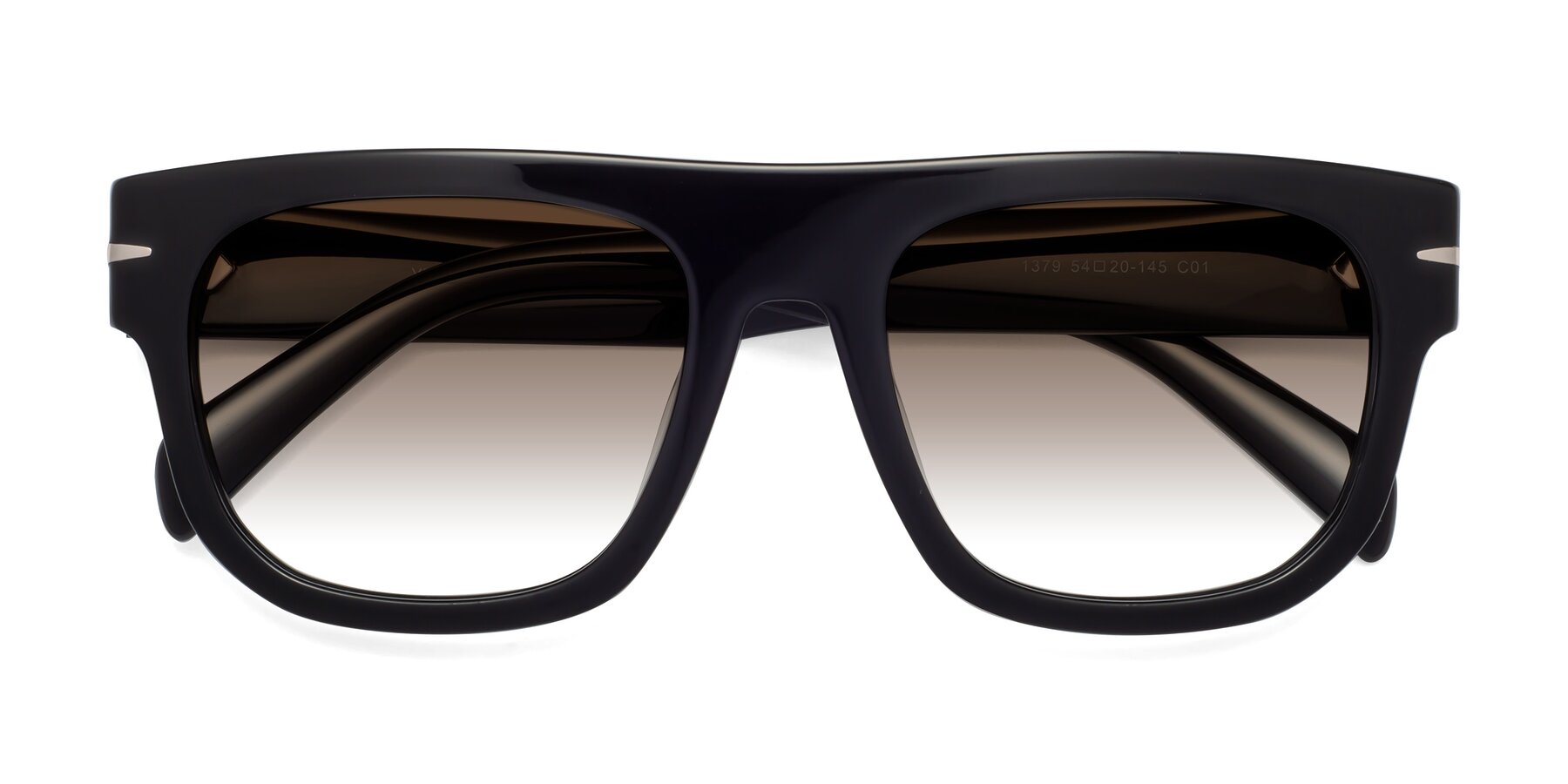 Folded Front of Campbell in Black with Brown Gradient Lenses