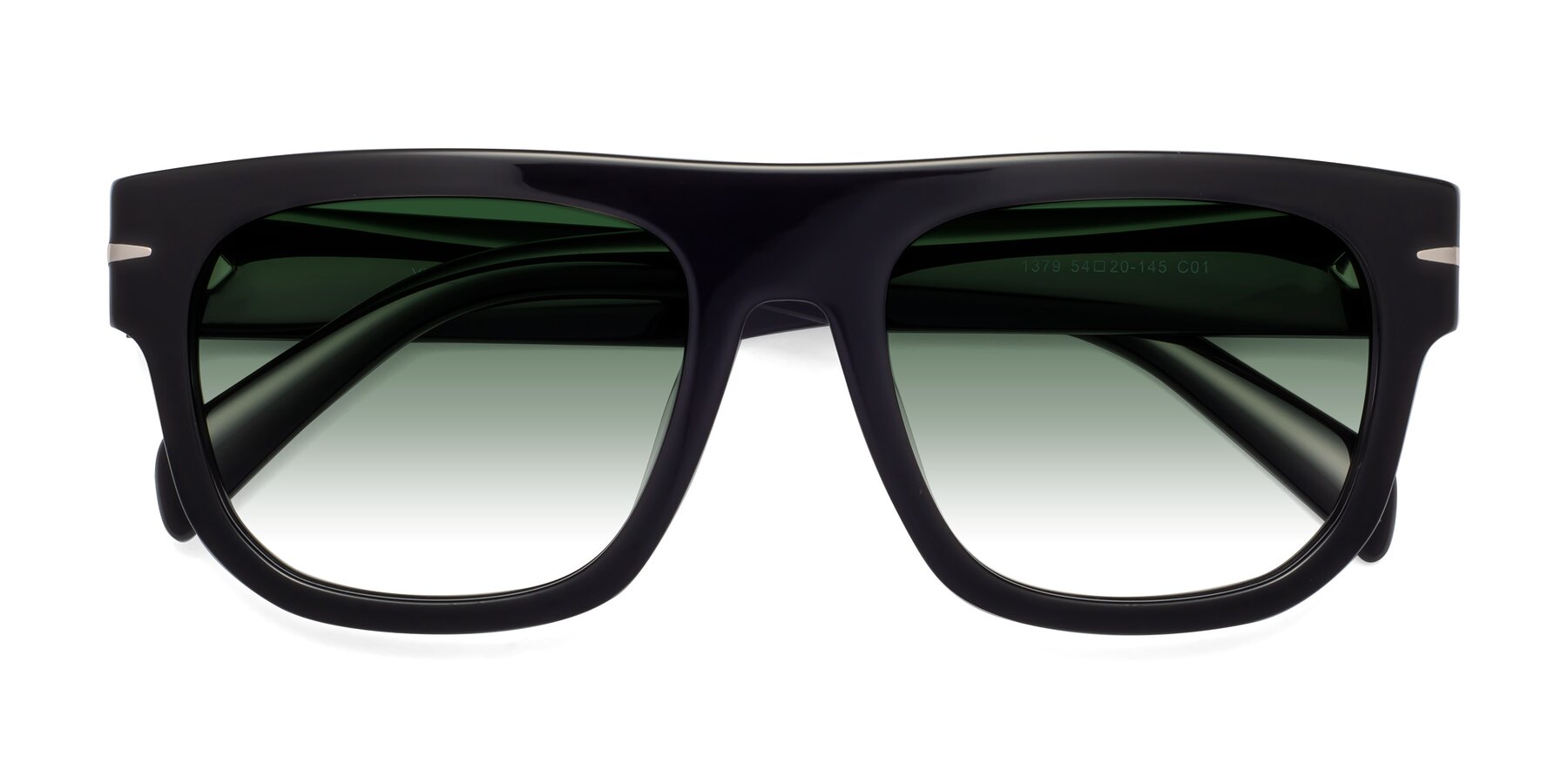 Folded Front of Campbell in Black with Green Gradient Lenses