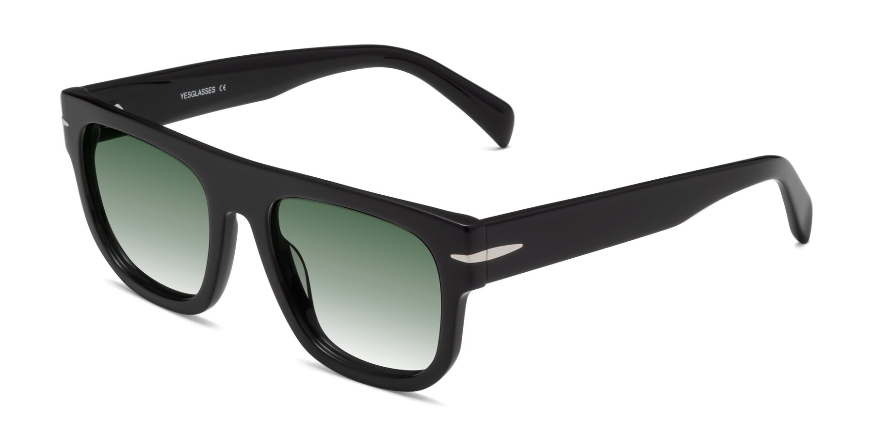 Angle of Campbell in Black with Green Gradient Lenses