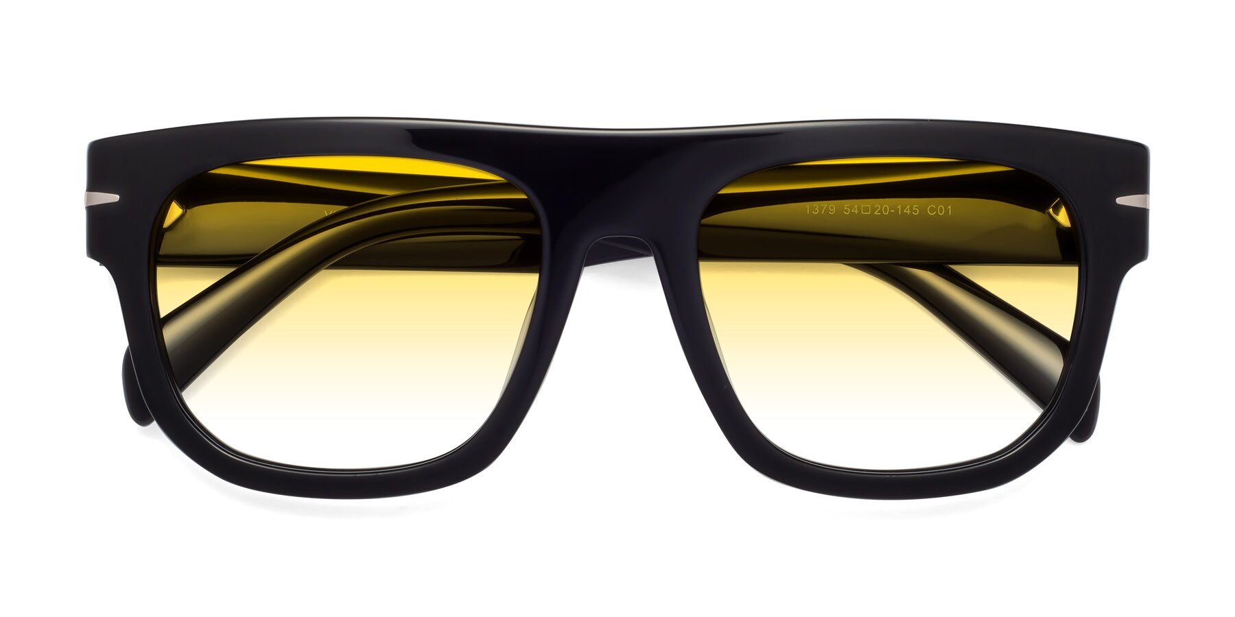 Folded Front of Campbell in Black with Yellow Gradient Lenses