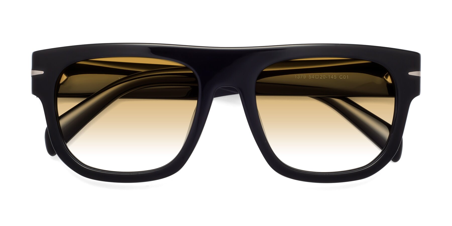 Folded Front of Campbell in Black with Champagne Gradient Lenses