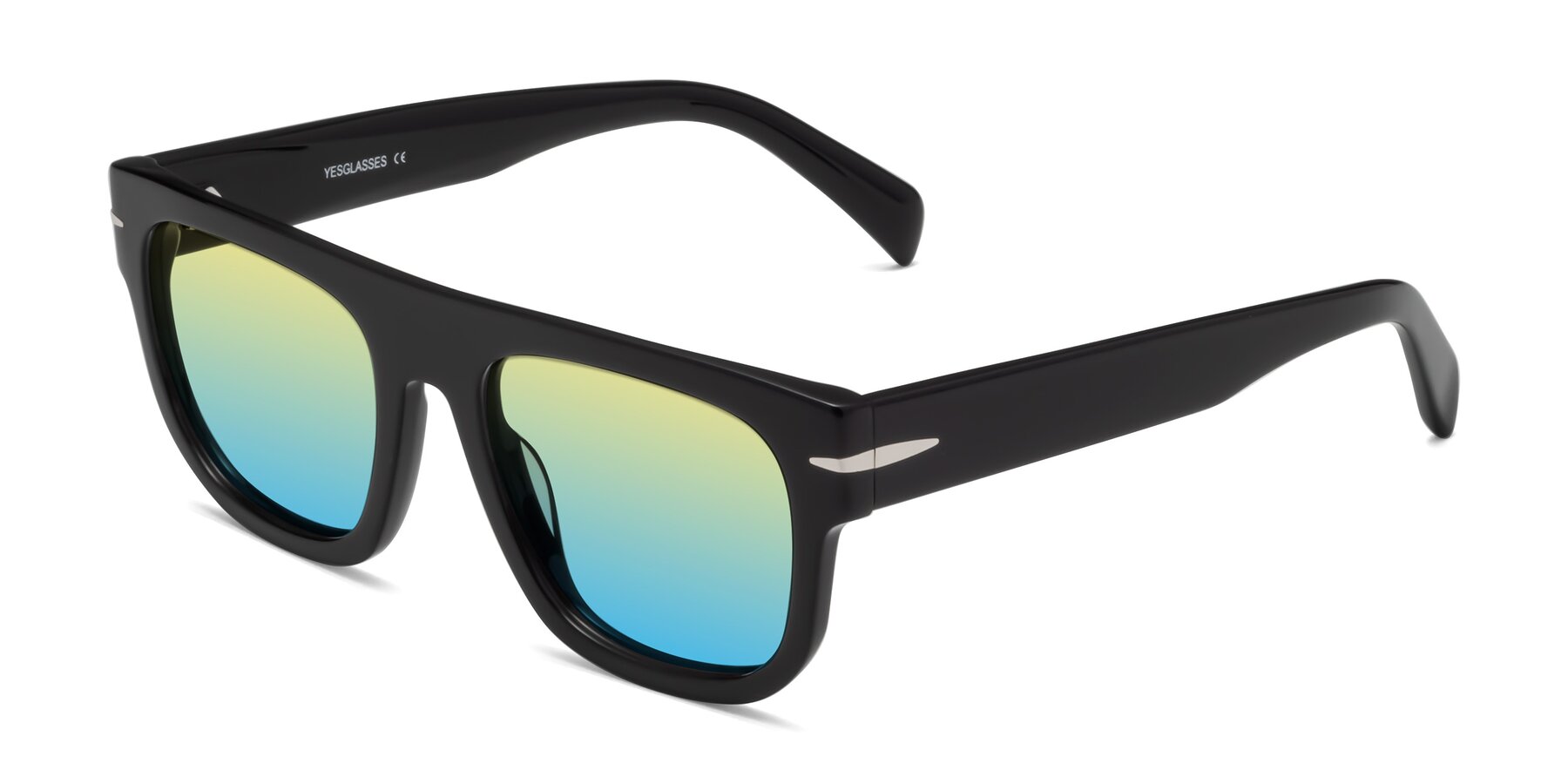 Angle of Campbell in Black with Yellow / Blue Gradient Lenses