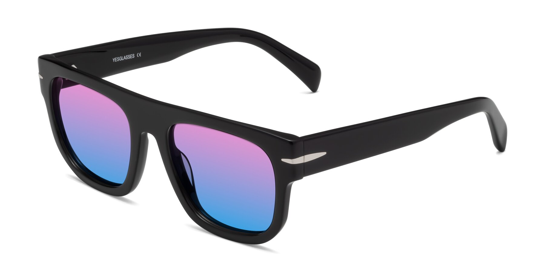 Angle of Campbell in Black with Pink / Blue Gradient Lenses