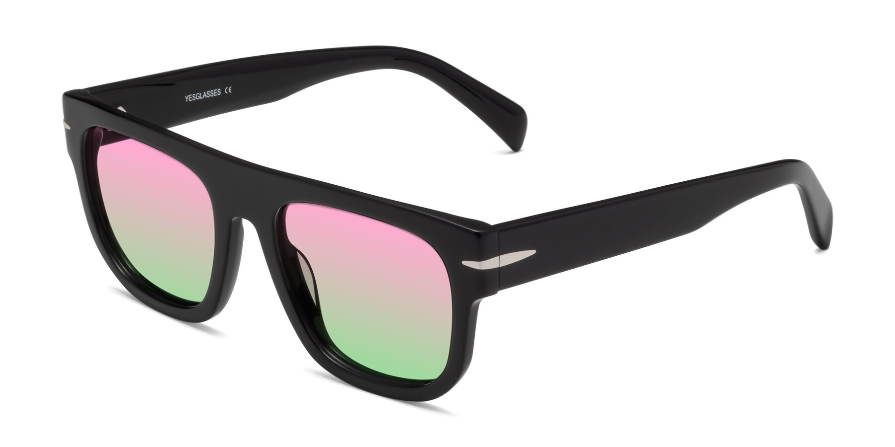 Angle of Campbell in Black with Pink / Green Gradient Lenses