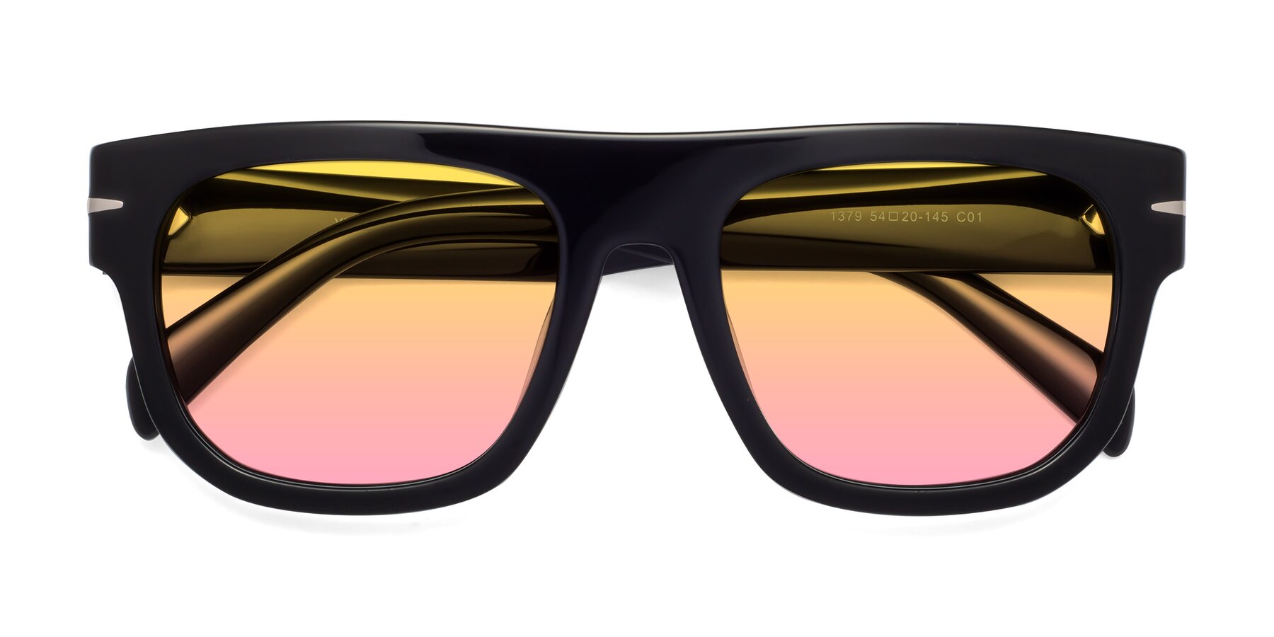 Folded Front of Campbell in Black with Yellow / Pink Gradient Lenses