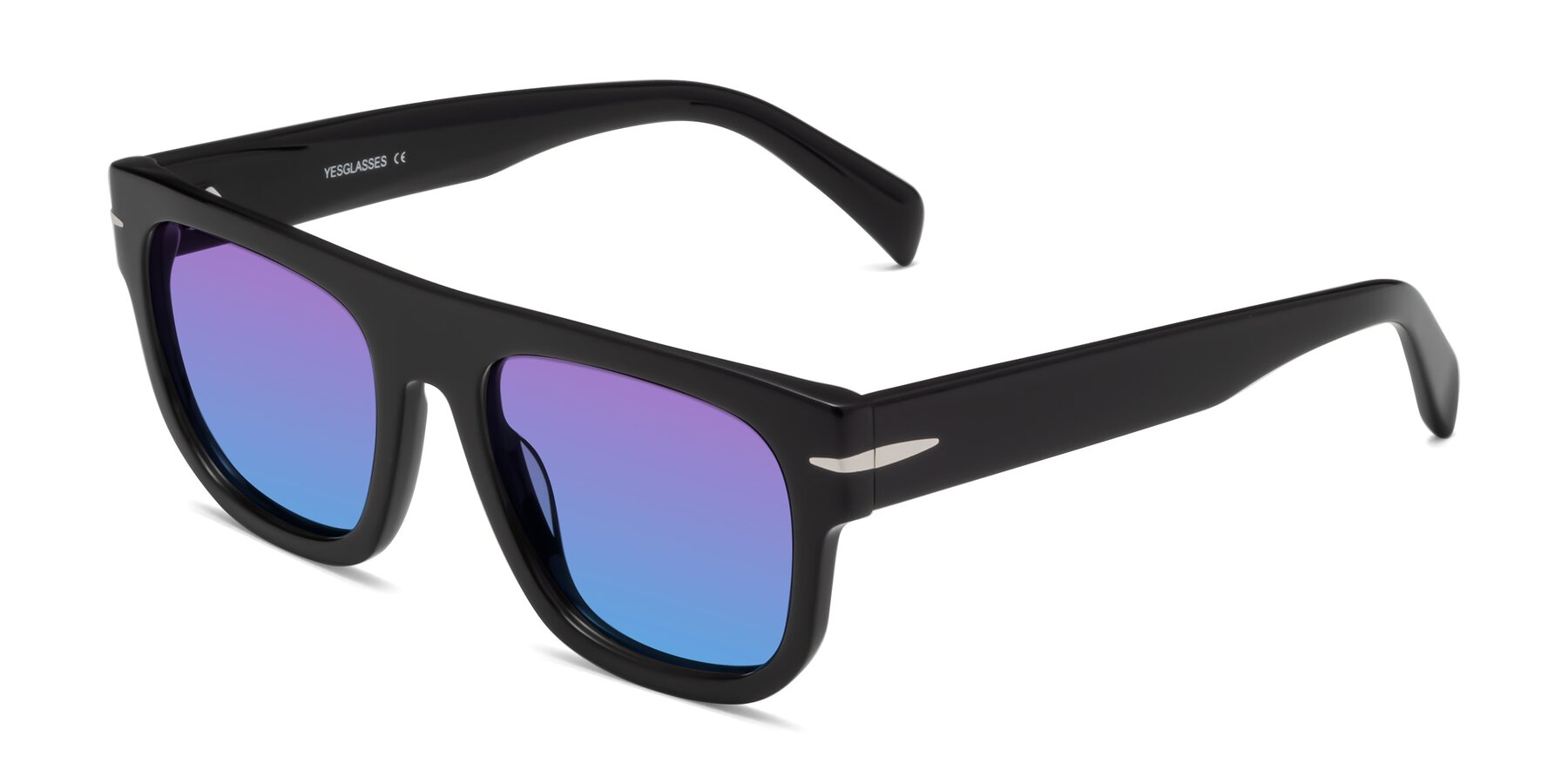 Angle of Campbell in Black with Purple / Blue Gradient Lenses