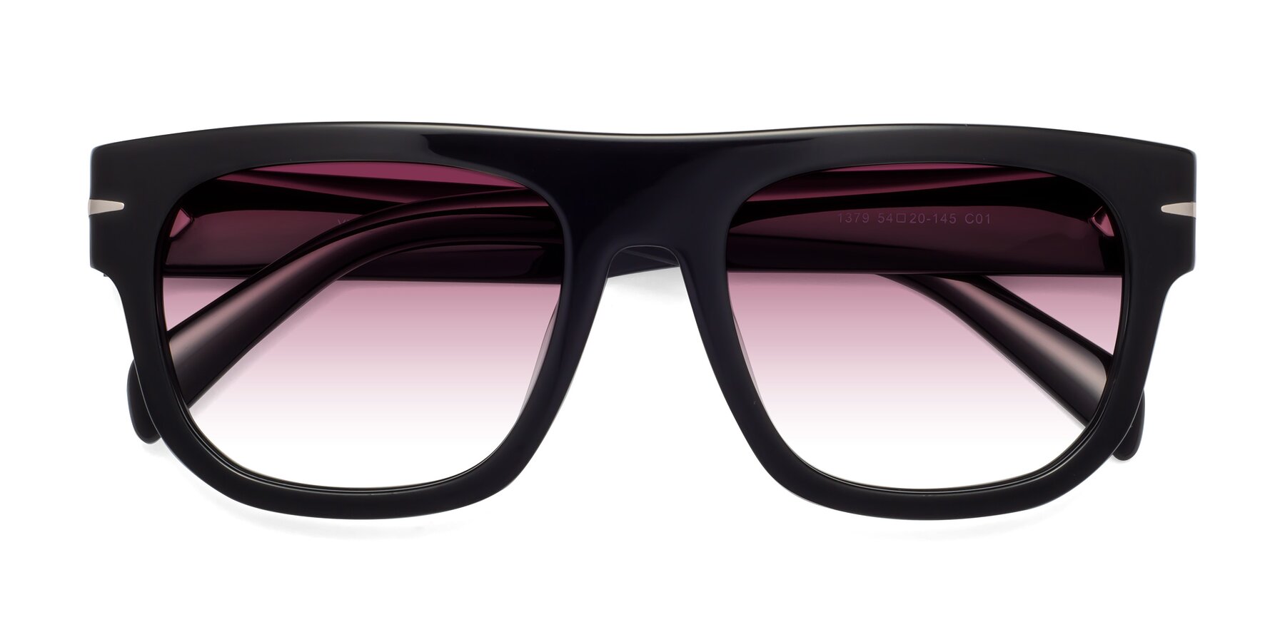 Folded Front of Campbell in Black with Wine Gradient Lenses