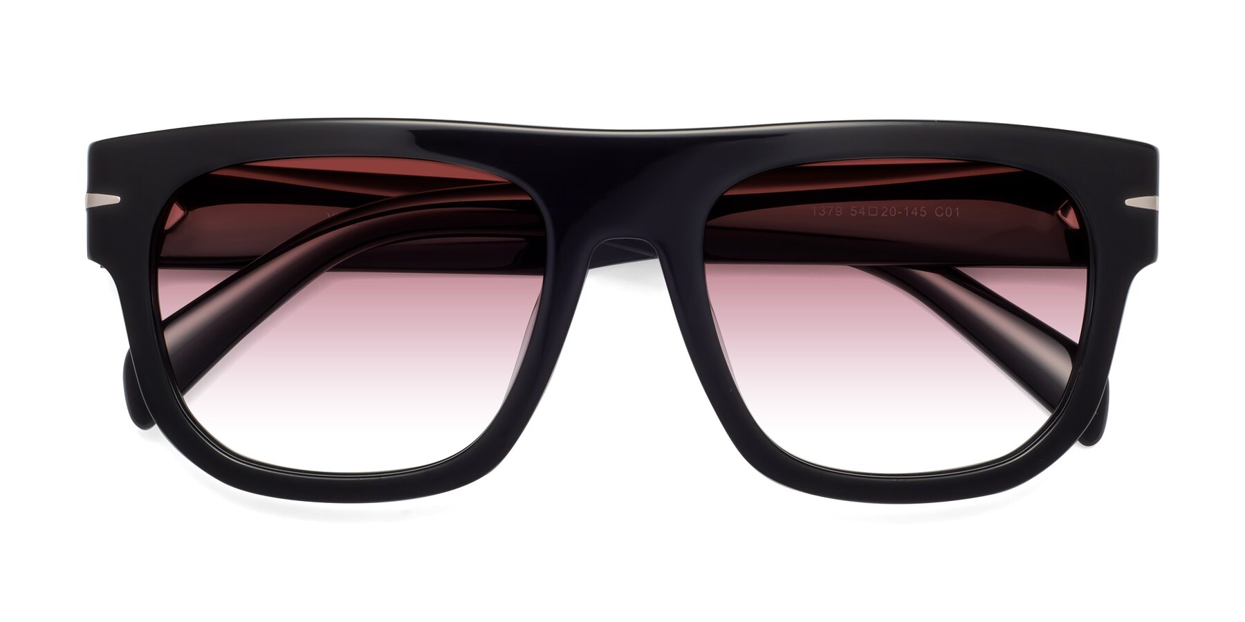 Folded Front of Campbell in Black with Garnet Gradient Lenses