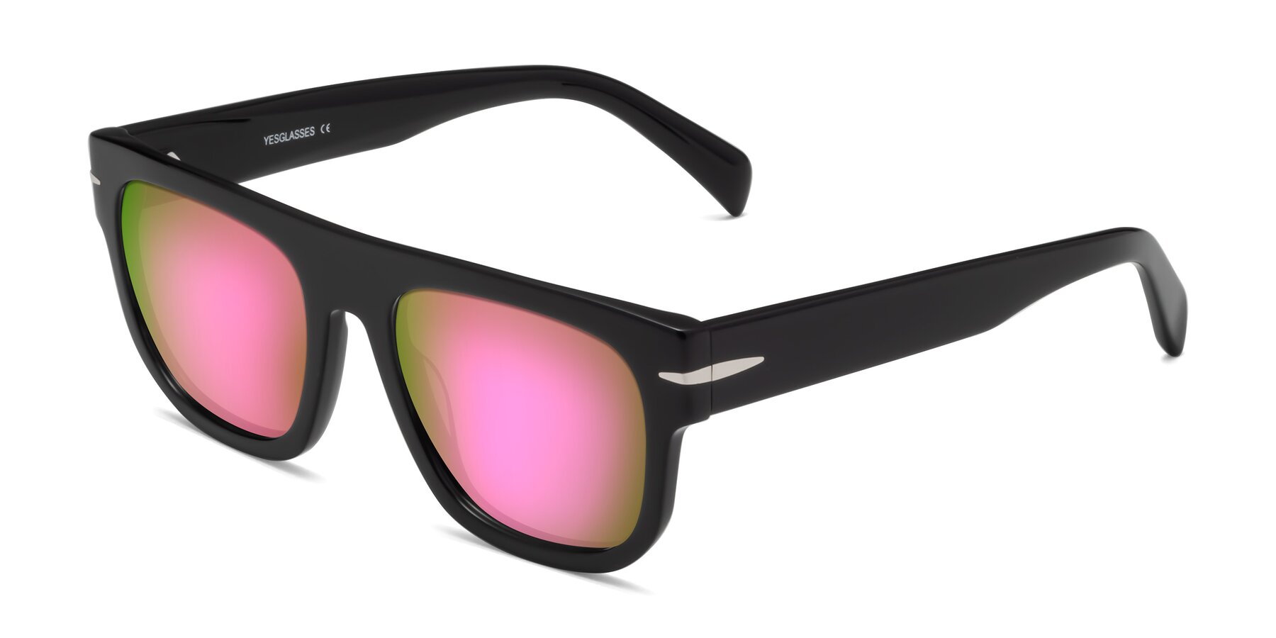 Angle of Campbell in Black with Pink Mirrored Lenses