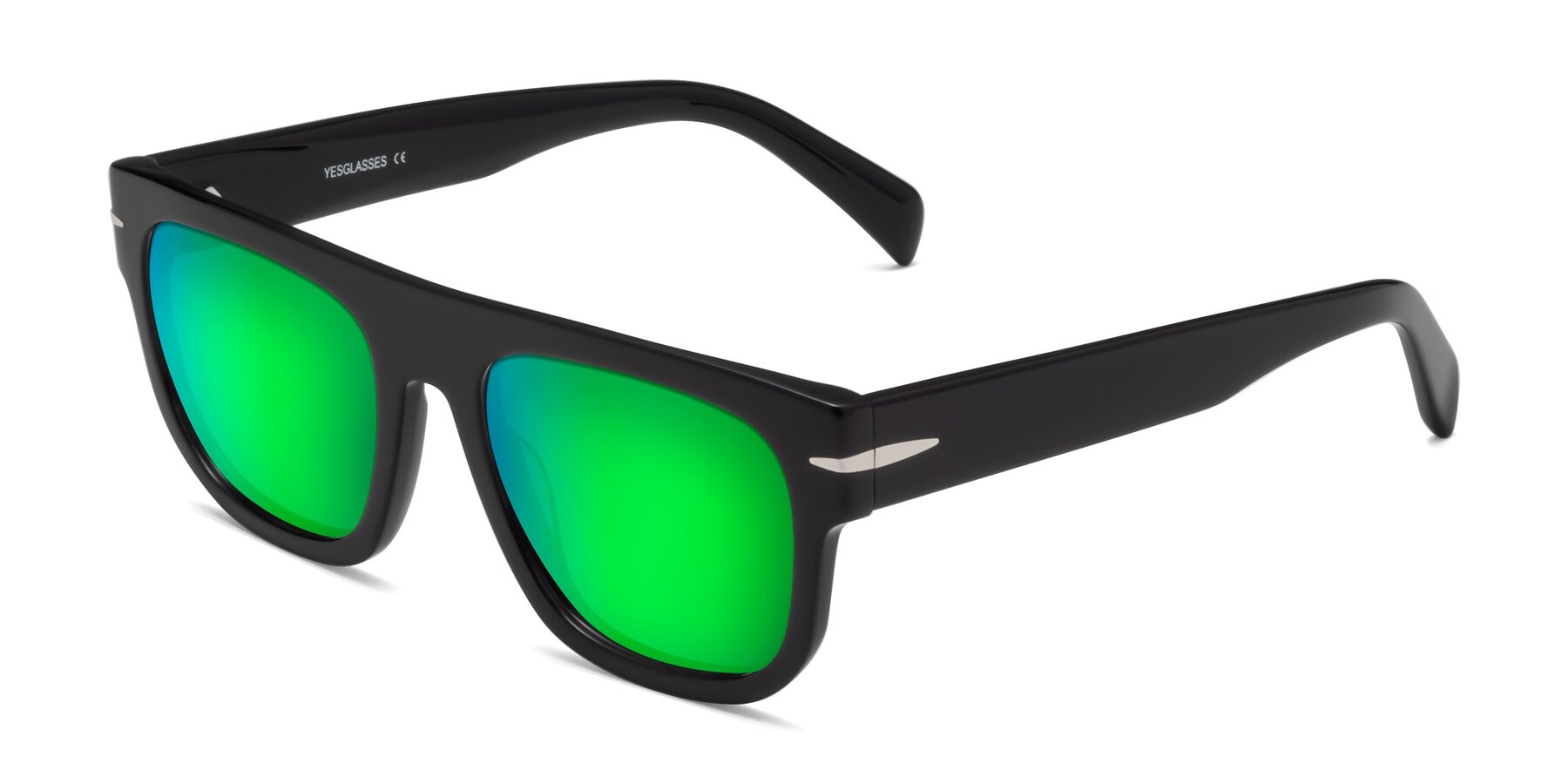 Angle of Campbell in Black with Green Mirrored Lenses