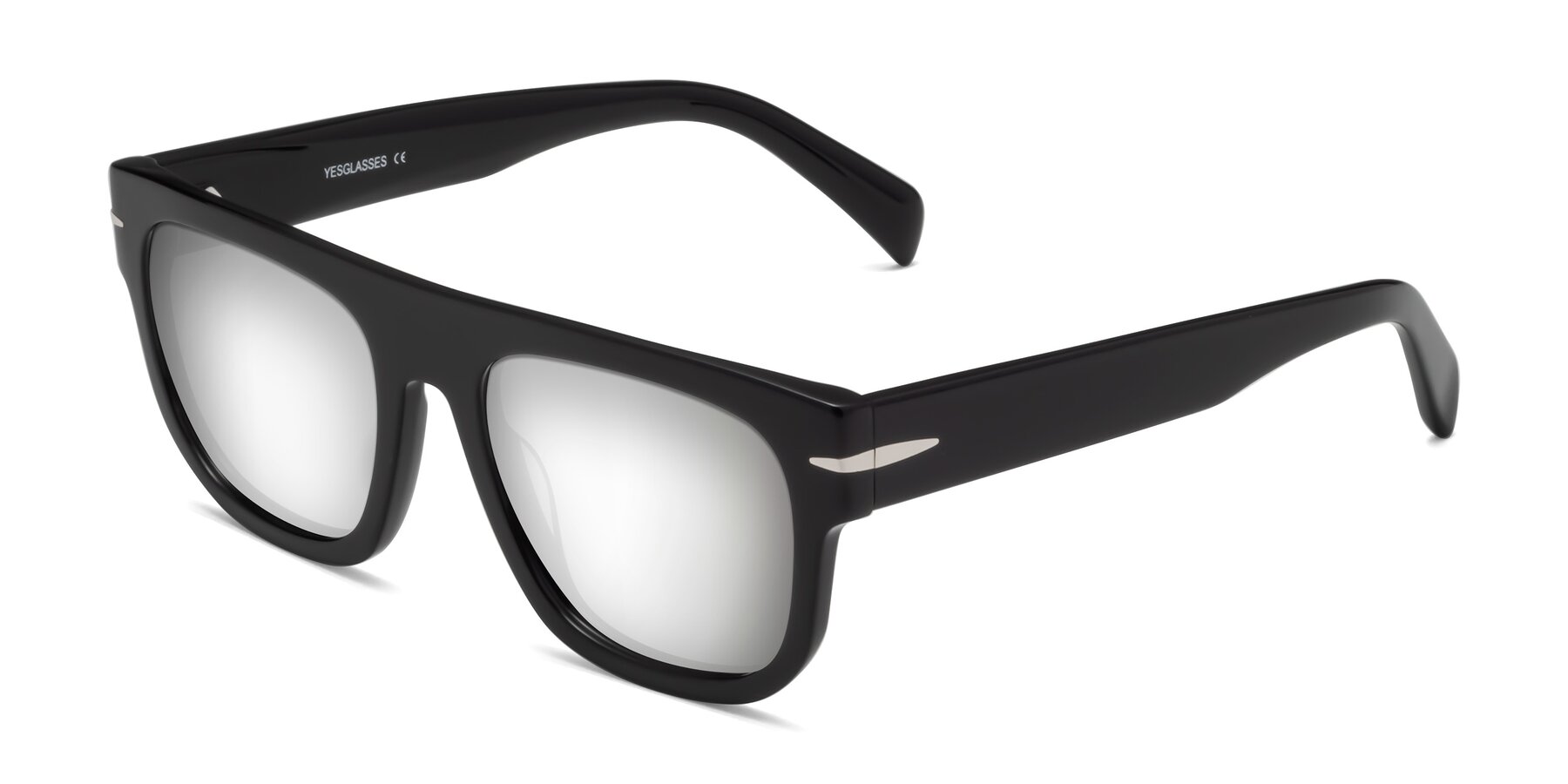 Angle of Campbell in Black with Silver Mirrored Lenses