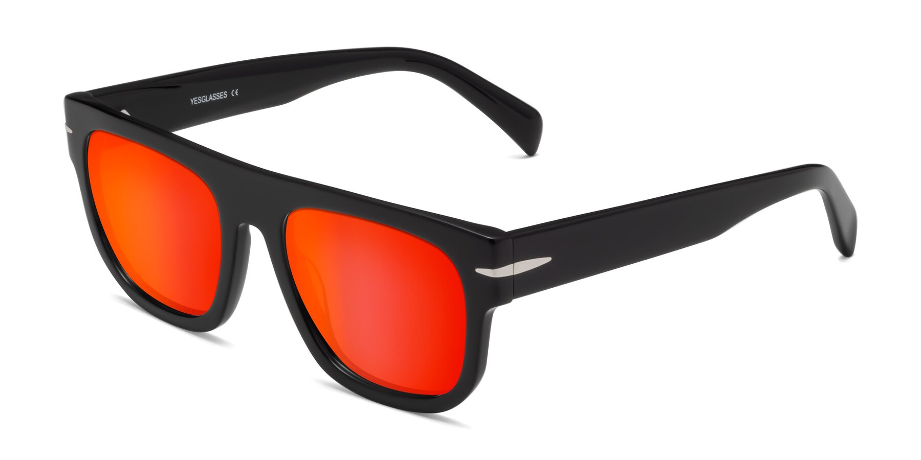 Angle of Campbell in Black with Red Gold Mirrored Lenses