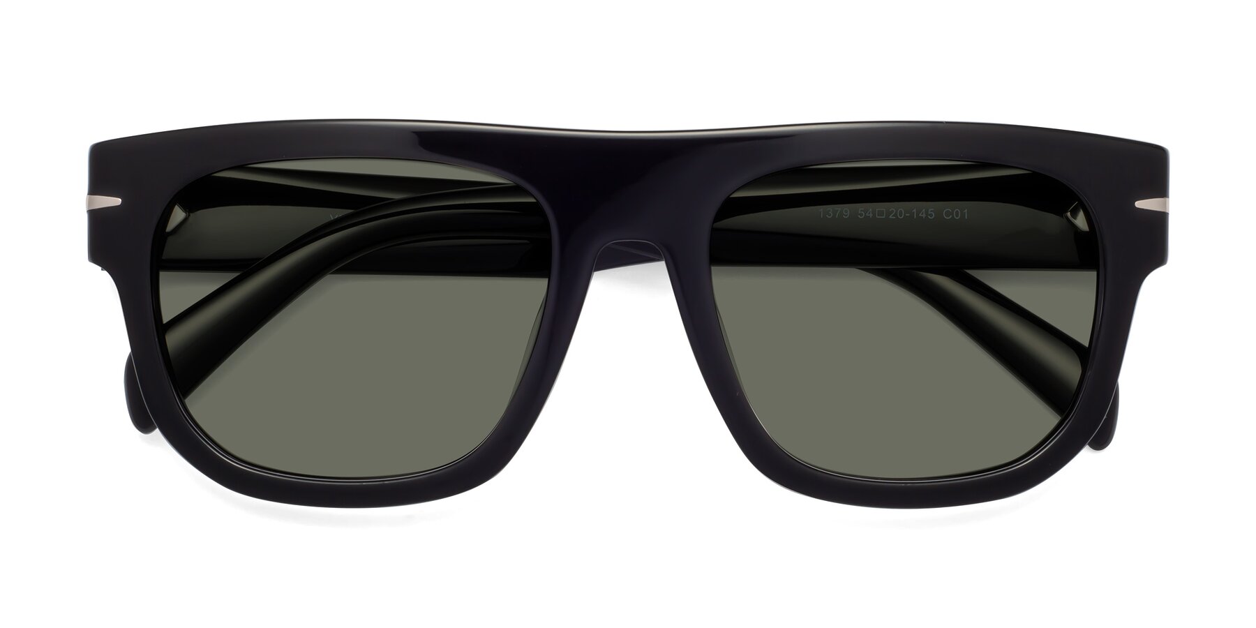 Folded Front of Campbell in Black with Gray Polarized Lenses