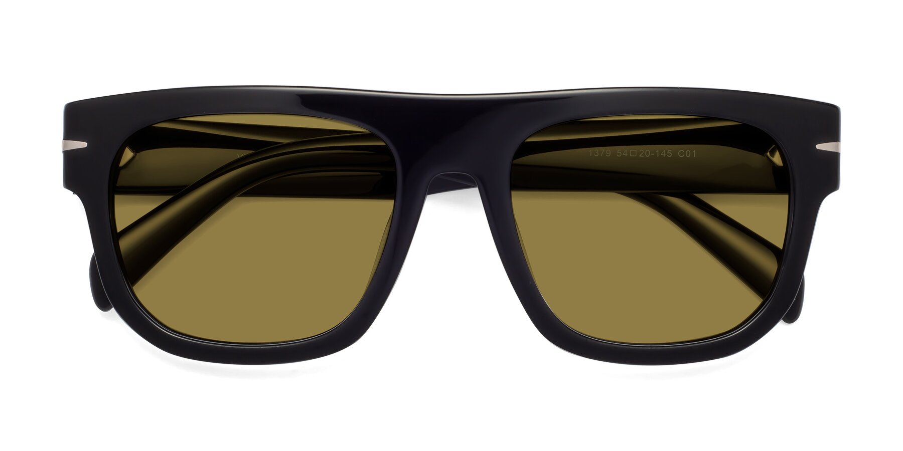 Folded Front of Campbell in Black with Brown Polarized Lenses