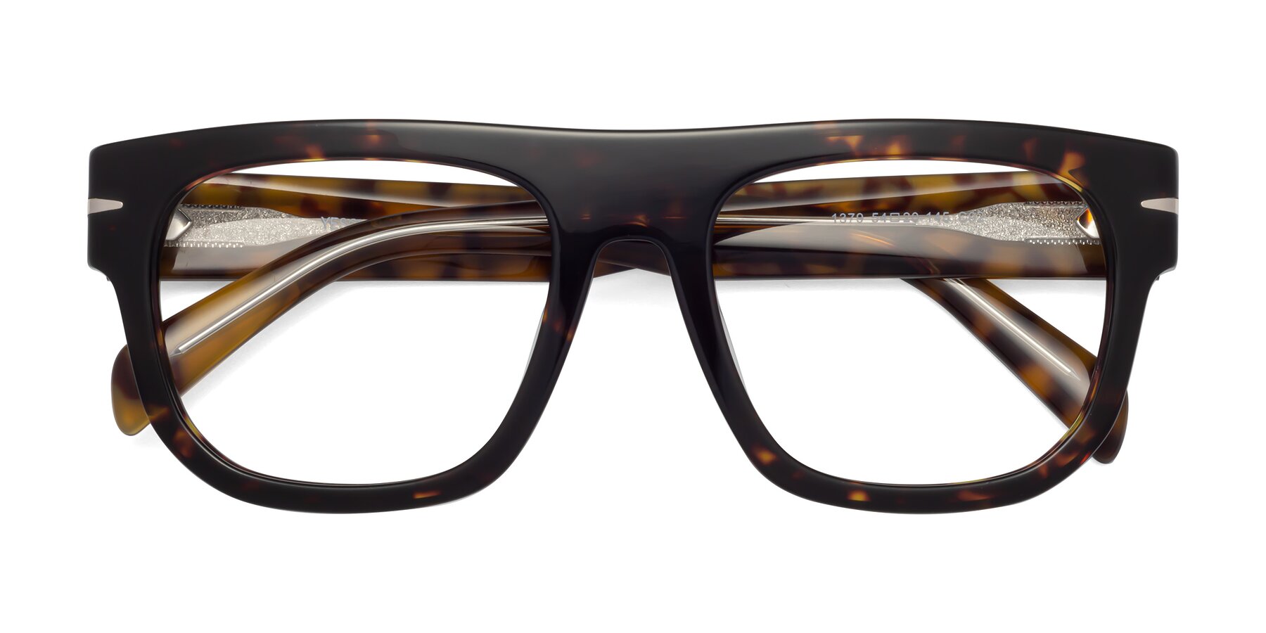 Folded Front of Campbell in Tortoise with Clear Reading Eyeglass Lenses