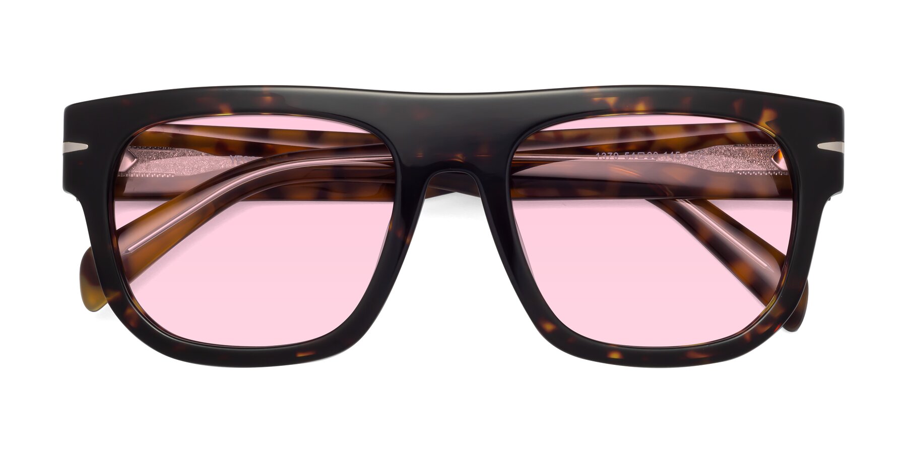 Folded Front of Campbell in Tortoise with Light Pink Tinted Lenses