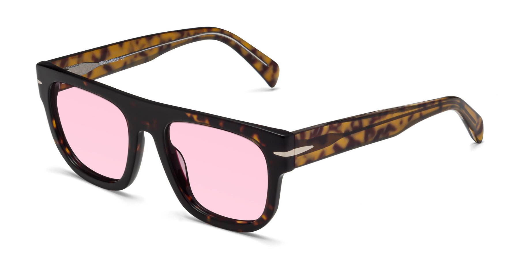 Angle of Campbell in Tortoise with Light Pink Tinted Lenses