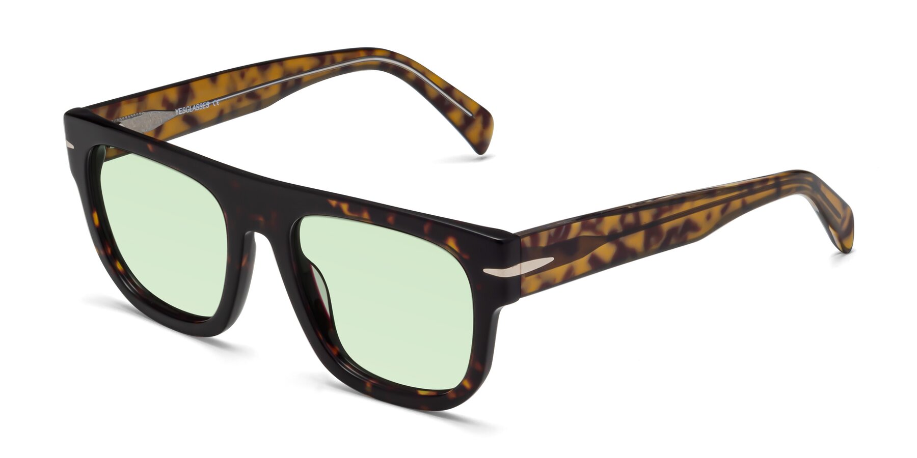 Angle of Campbell in Tortoise with Light Green Tinted Lenses