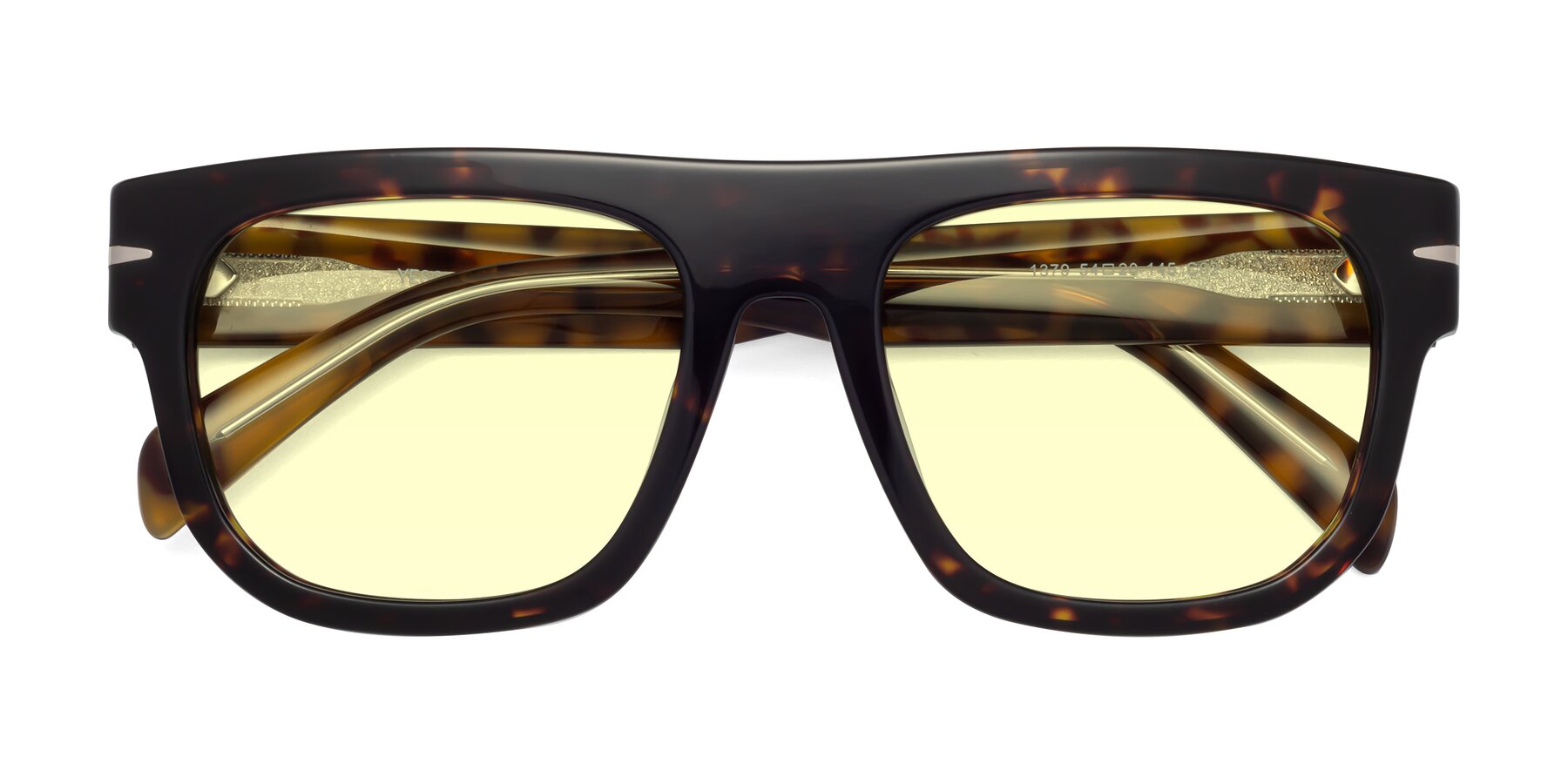 Folded Front of Campbell in Tortoise with Light Yellow Tinted Lenses