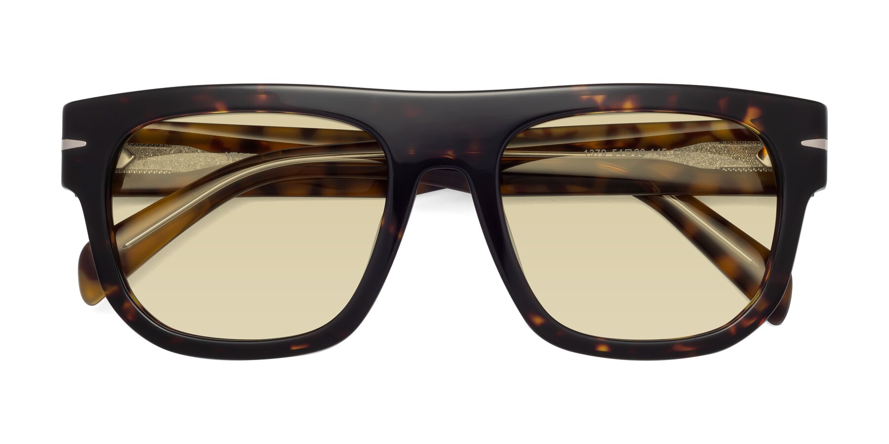 Folded Front of Campbell in Tortoise with Light Champagne Tinted Lenses