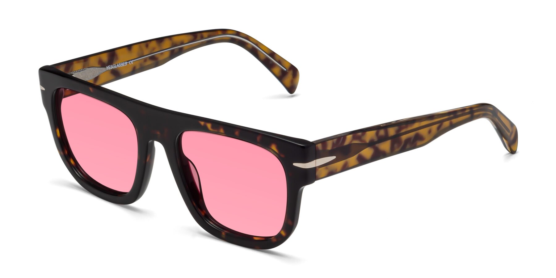 Angle of Campbell in Tortoise with Pink Tinted Lenses