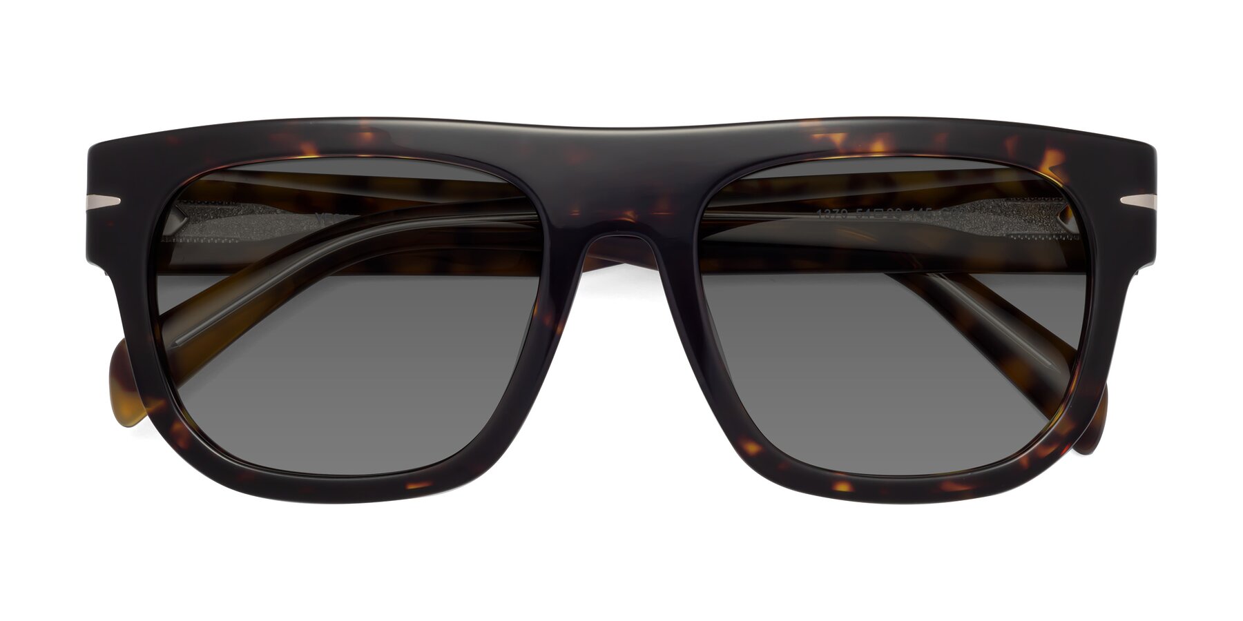Folded Front of Campbell in Tortoise with Medium Gray Tinted Lenses