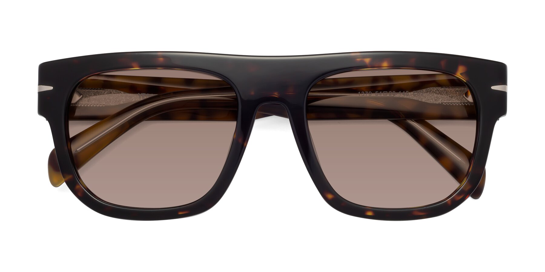 Folded Front of Campbell in Tortoise with Medium Brown Tinted Lenses