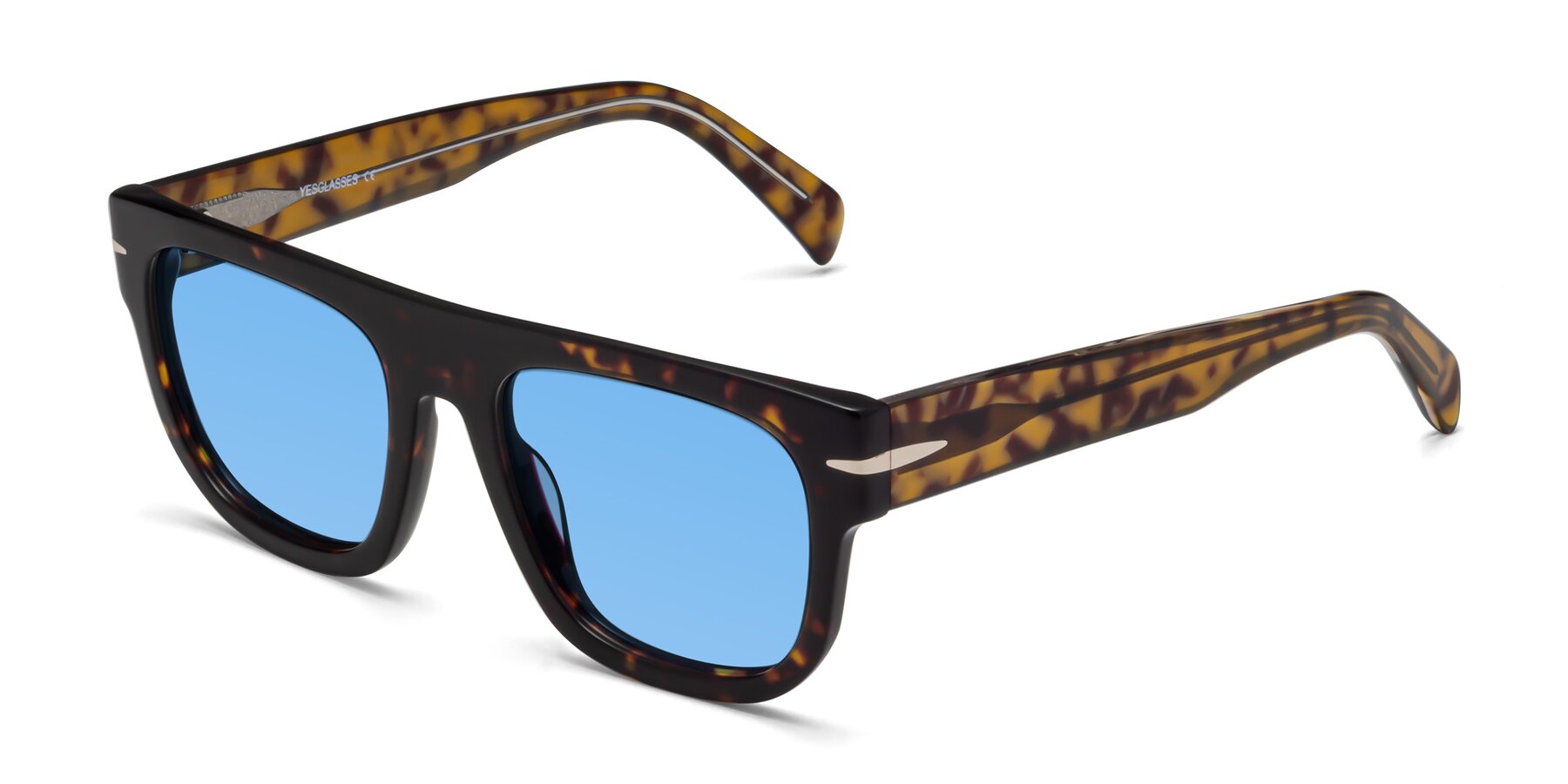 Angle of Campbell in Tortoise with Medium Blue Tinted Lenses